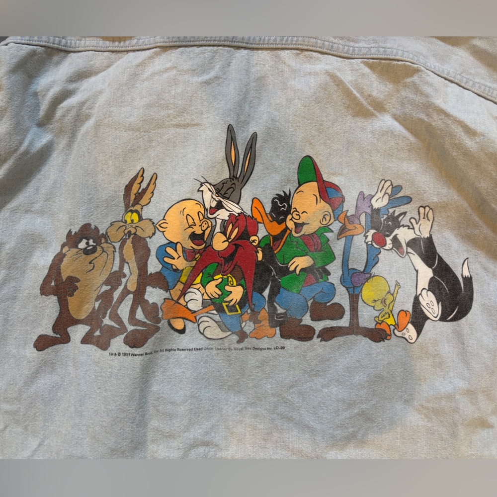 1991 loony tunes vintage graphic button up denim shirt - Picture 8 of 10